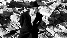Кадр из величайшего фильма в истории "Гражданин Кейн" (1941). Редиссер Орсон Уэллс, В главной роли: Орсон Уэллс.